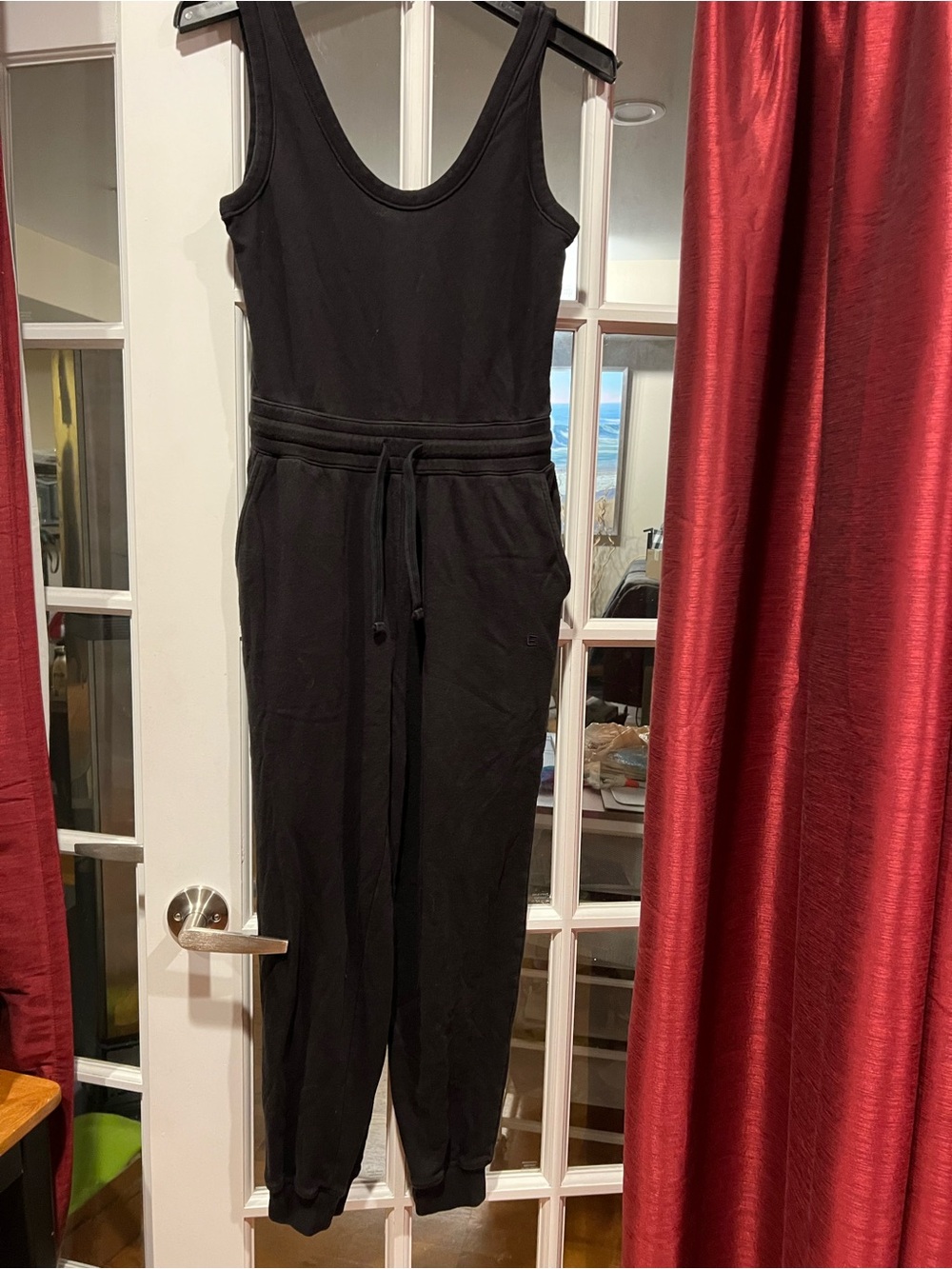Everlane Black Sleeveless Drawstring Waist Jogger Jumpsuit